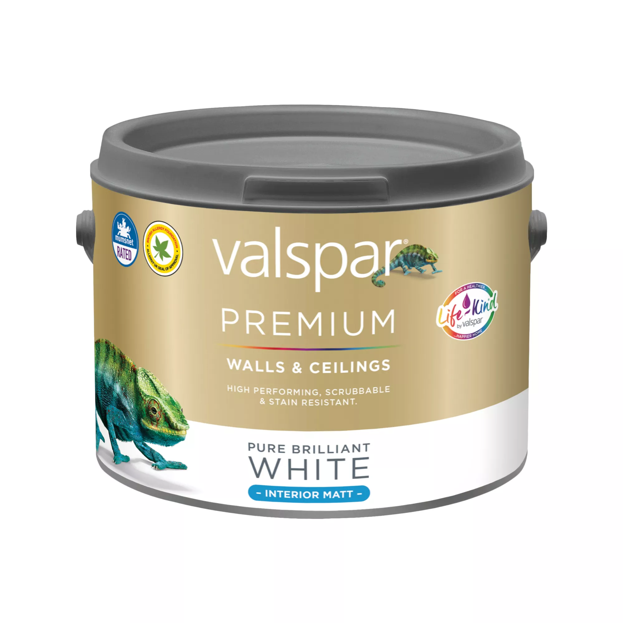 Valspar Premium Walls & Ceilings Pure Brilliant White Matt Emulsion Paint, 2.5L 2 Valspar Premium Walls & Ceilings Pure Brilliant White Matt Emulsion Paint, 2.5L - Image 2
