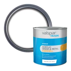 Valspar Trade Pure Brilliant White Eggshell Metal & Wood Paint, 2.5L