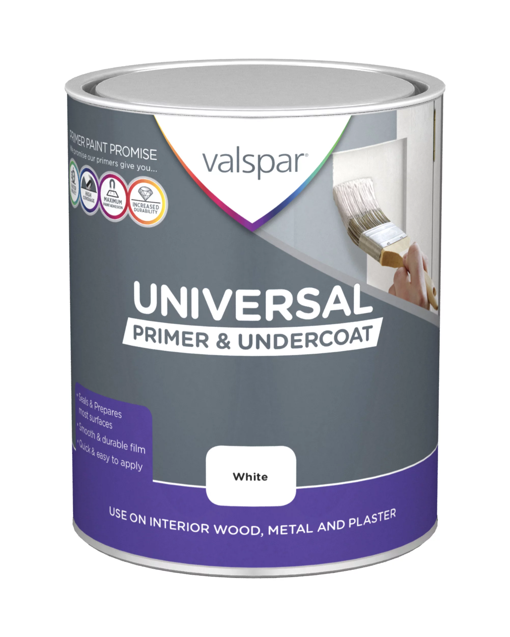 Valspar Universal White Primer & Undercoat, 750ml 2 Valspar Universal White Primer & Undercoat, 750ml - Image 2