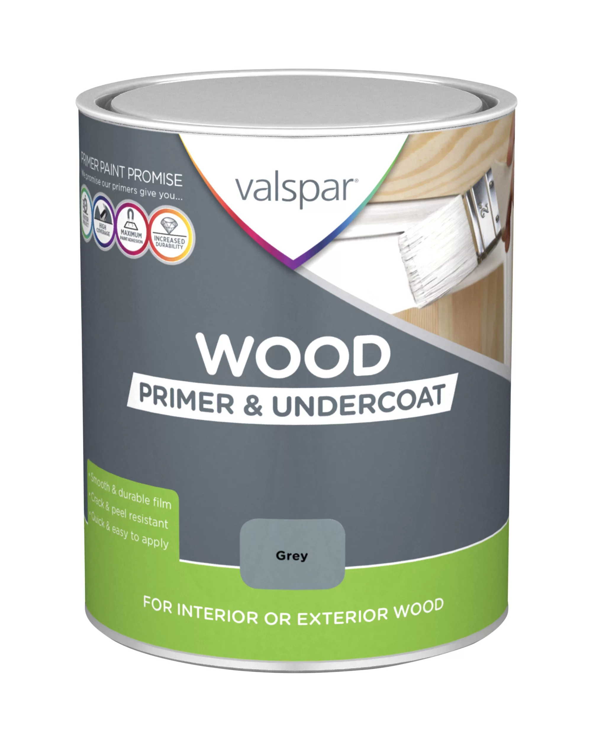 Valspar Wood Grey Wood Primer & Undercoat, 750ml 1 Valspar Wood Grey Wood Primer & Undercoat, 750ml