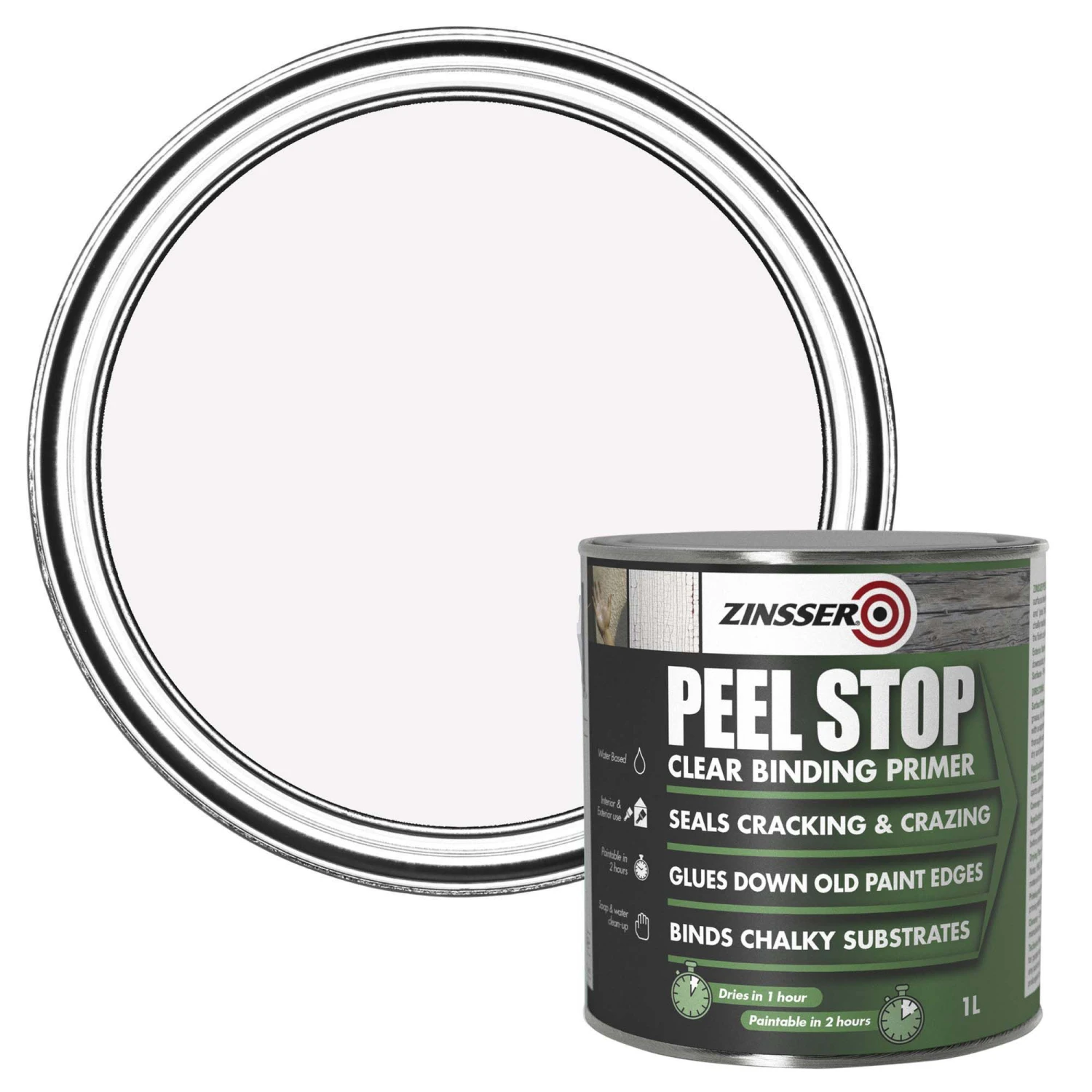 Zinsser Peel Stop Transparent Wall & Ceiling Satin Binding Primer, 2.5L 1 Zinsser Peel Stop Transparent Wall & Ceiling Satin Binding Primer, 2.5L